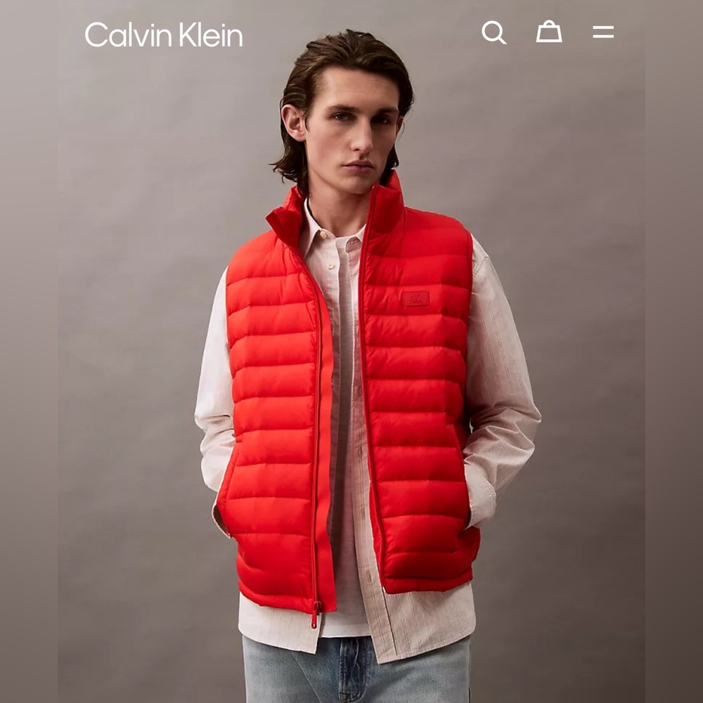 Calvin Klein Jeans Bold Orange Vest Size L EUC Outdoor Hiking Camping - Picture 5 of 11